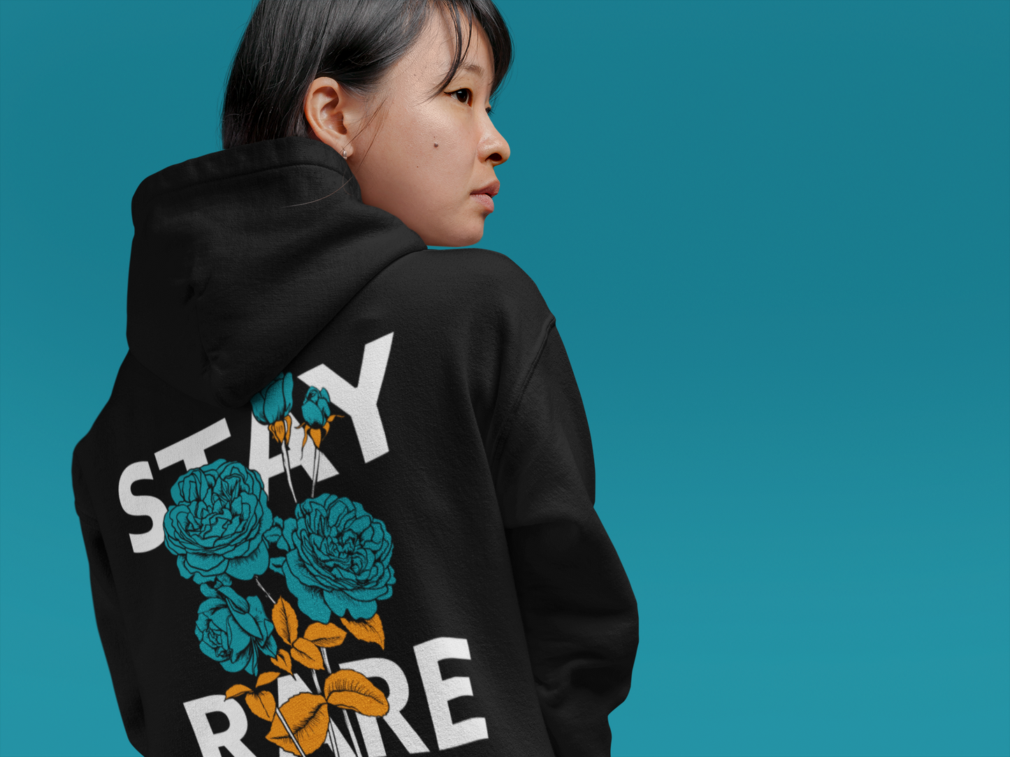 Stay Rare Hoodie (Aqua & Orange)