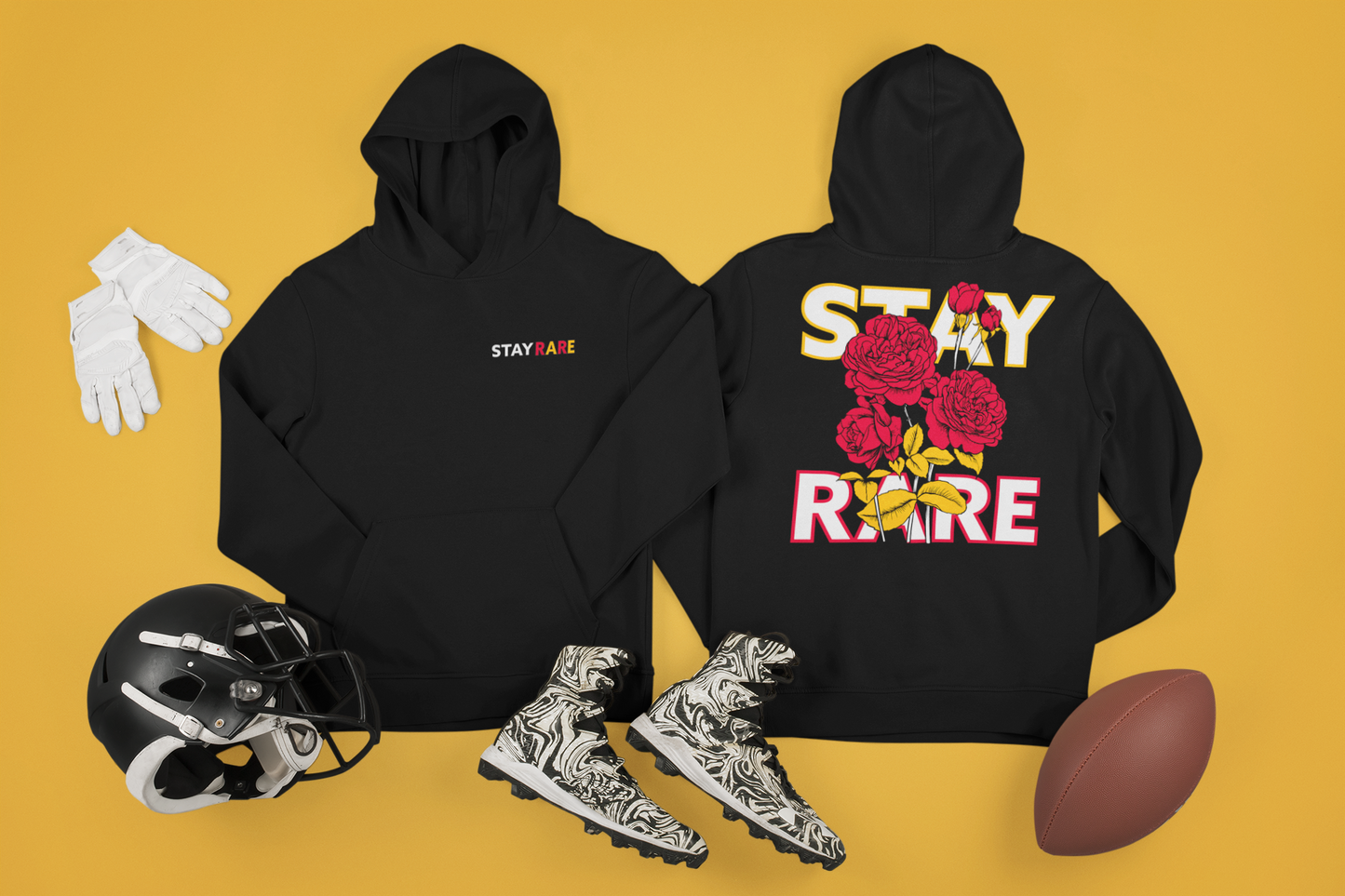 Stay Rare Hoodie (Red and Yellow)