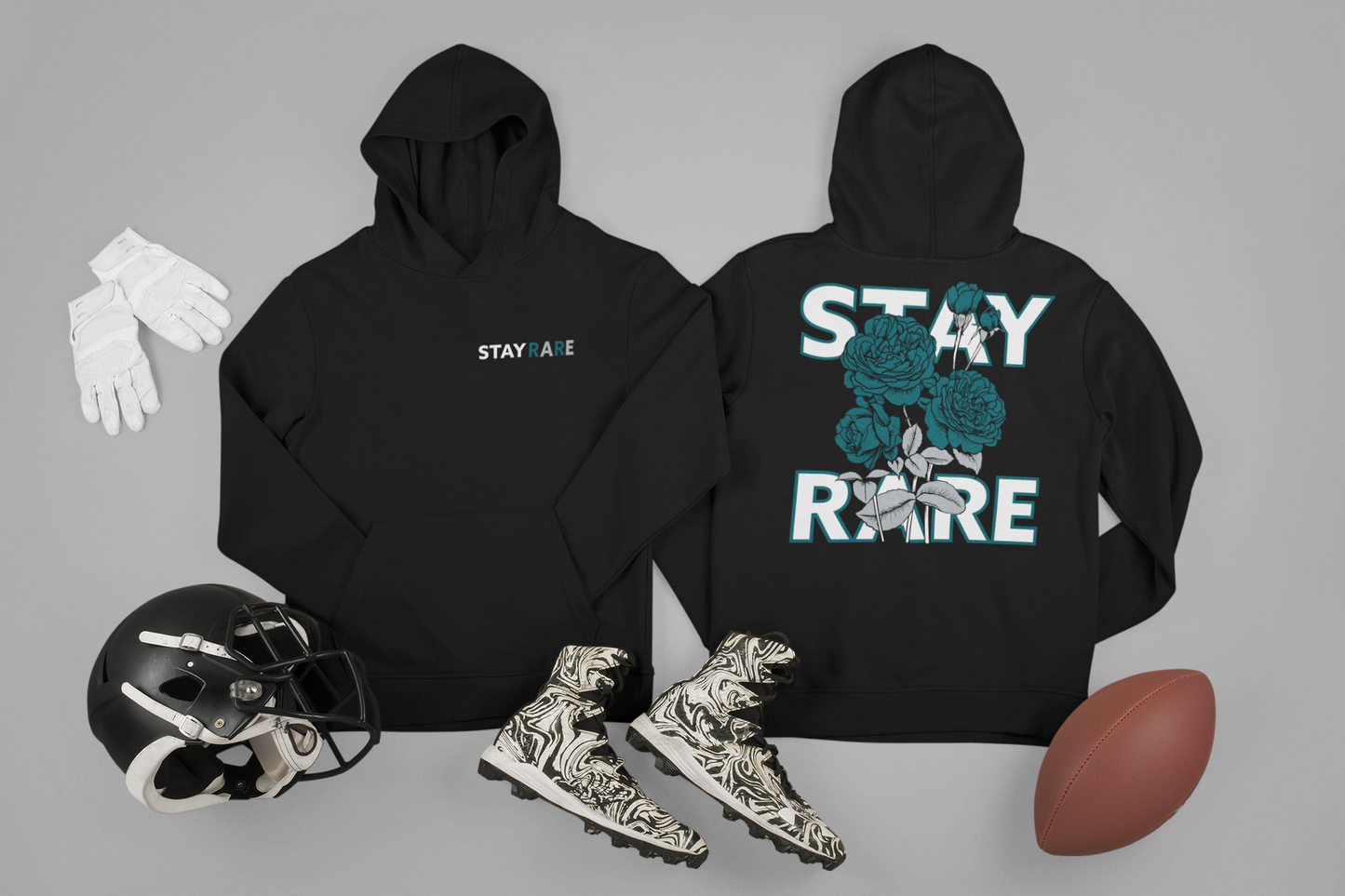 Stay Rare Hoodie (Green and Silver)